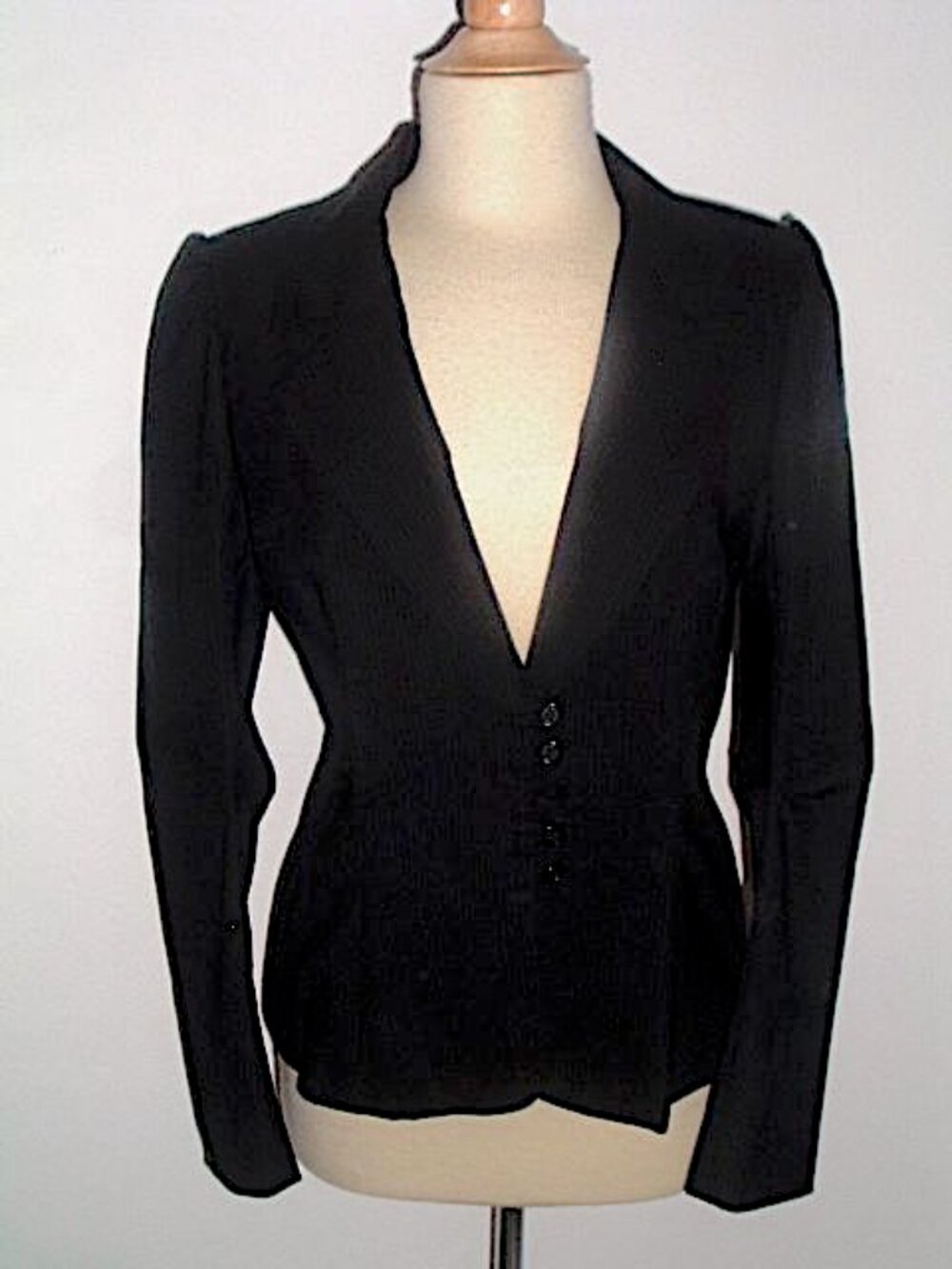 Michelle Mason puff shoulder pinstripe jacket wool stretch USA blazer 10